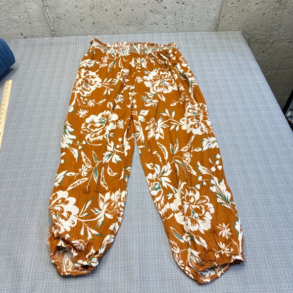 By Anthropologie Other - by Anthropologie Pants XL Floral Boho Smocked Waist Gaucho Pants Split Leg Harem